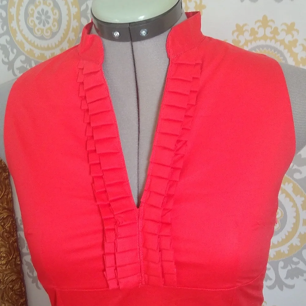 L&L linen and Life red sleeveless midi sheath dress size 6 - Picture 4 of 5